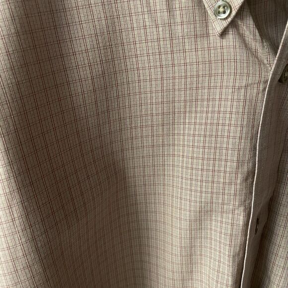 Vintage Eddie Bauer Men's Tan/Red Plaid Long Sleeve Button Down Shirt EUC Sz XL - Picture 3 of 12